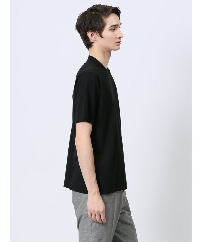 【DRESS TーSHIRT】レーヨン混ストレッチ スロープネック半袖Tシャツ （白） メンズ Tシャツ カットソー カジュアル インナー トップス ギフト プレゼント 白