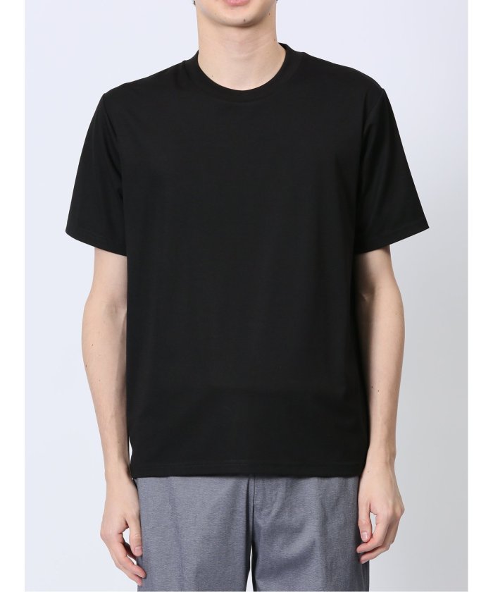 【DRESS TーSHIRT】レーヨン混ストレッチ スロープネック半袖Tシャツ （白） メンズ Tシャツ カットソー カジュアル インナー トップス ギフト プレゼント 白