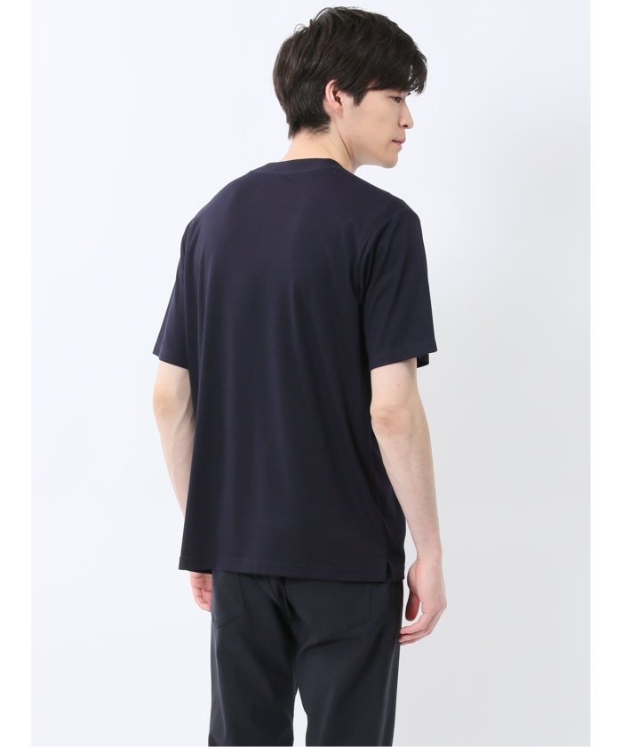 【DRESS TーSHIRT】レーヨン混ストレッチ スロープネック半袖Tシャツ （白） メンズ Tシャツ カットソー カジュアル インナー トップス ギフト プレゼント 白
