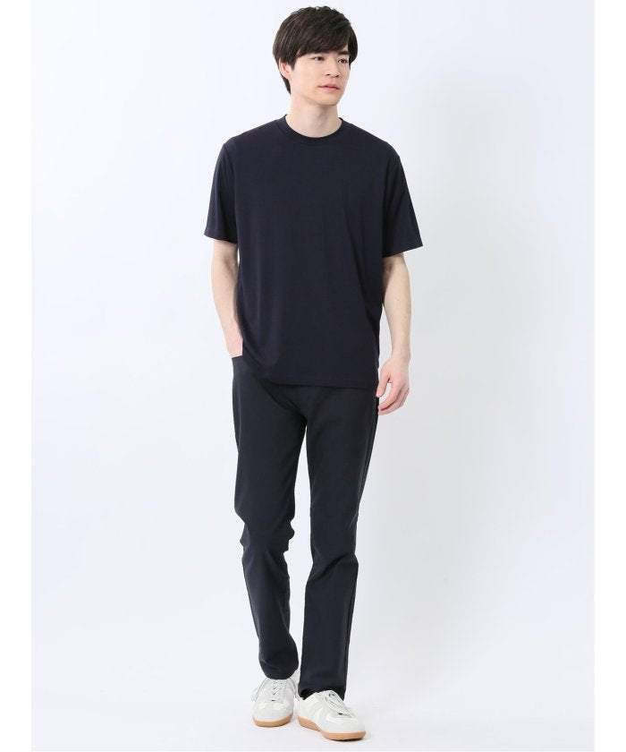 【DRESS TーSHIRT】レーヨン混ストレッチ スロープネック半袖Tシャツ （白） メンズ Tシャツ カットソー カジュアル インナー トップス ギフト プレゼント 白