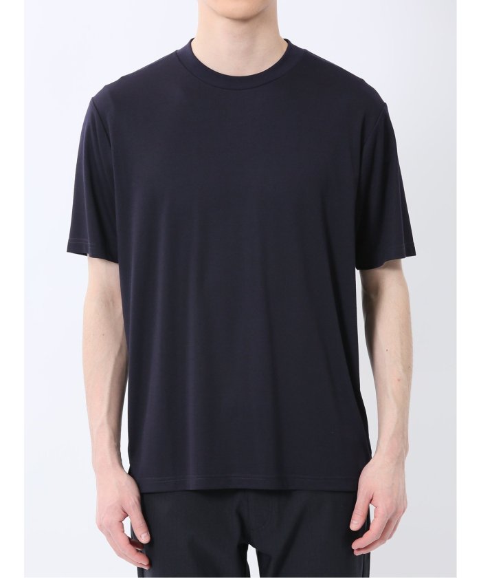 【DRESS TーSHIRT】レーヨン混ストレッチ スロープネック半袖Tシャツ （白） メンズ Tシャツ カットソー カジュアル インナー トップス ギフト プレゼント 白