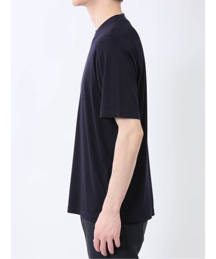 【DRESS TーSHIRT】レーヨン混ストレッチ スロープネック半袖Tシャツ （白） メンズ Tシャツ カットソー カジュアル インナー トップス ギフト プレゼント 白