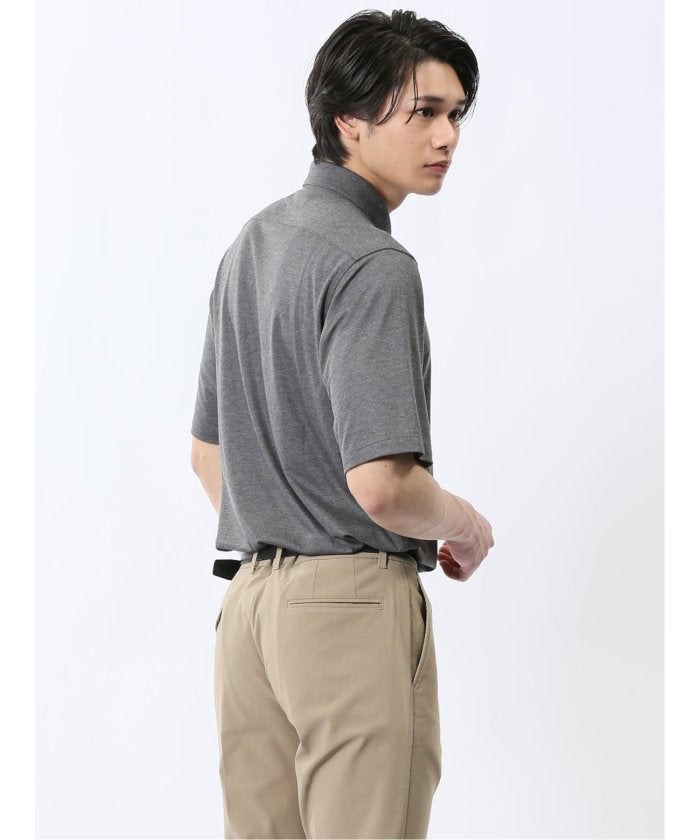 ストレッチ ボタンダウン 半袖シャツ （グレー） メンズ シャツ カジュアル トップス インナー 半袖 5分袖 ギフト プレゼント ライトアウター カーディガン アウター グレー