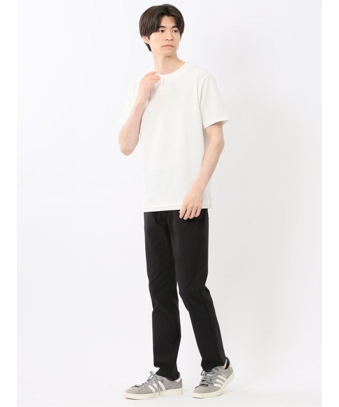 ドライワッフル キーネック半袖Tシャツ （紺） メンズ Tシャツ カットソー カジュアル インナー トップス ギフト プレゼント 紺