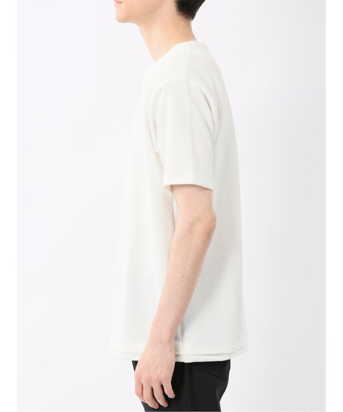 ドライワッフル キーネック半袖Tシャツ （紺） メンズ Tシャツ カットソー カジュアル インナー トップス ギフト プレゼント 紺