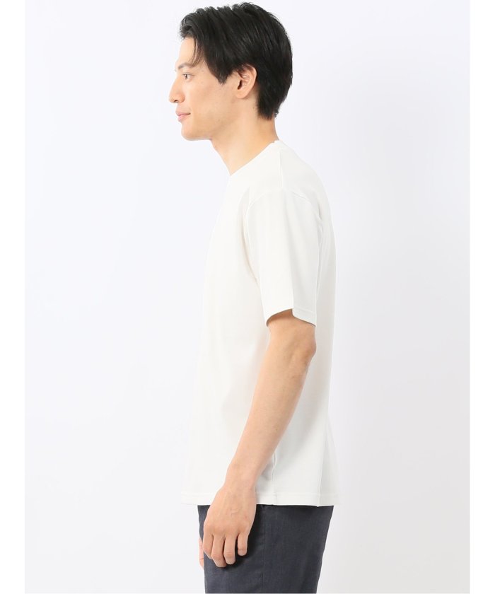 タカキュー TAKA-Q 【DRESS T-SHIRT】シルケットコットン スロープネック半袖Tシャツ （白） 白