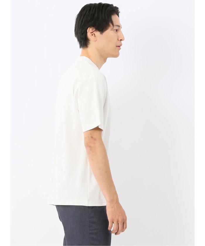 タカキュー TAKA-Q 【DRESS T-SHIRT】シルケットコットン スロープネック半袖Tシャツ （白） 白