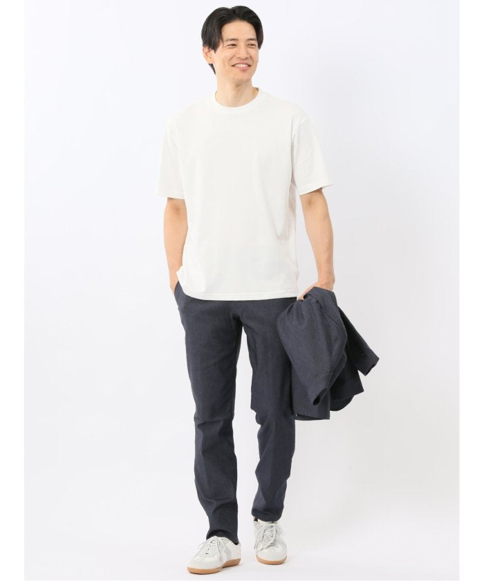 タカキュー TAKA-Q 【DRESS T-SHIRT】シルケットコットン スロープネック半袖Tシャツ （白） 白