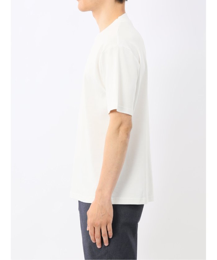 タカキュー TAKA-Q 【DRESS T-SHIRT】シルケットコットン スロープネック半袖Tシャツ （白） 白
