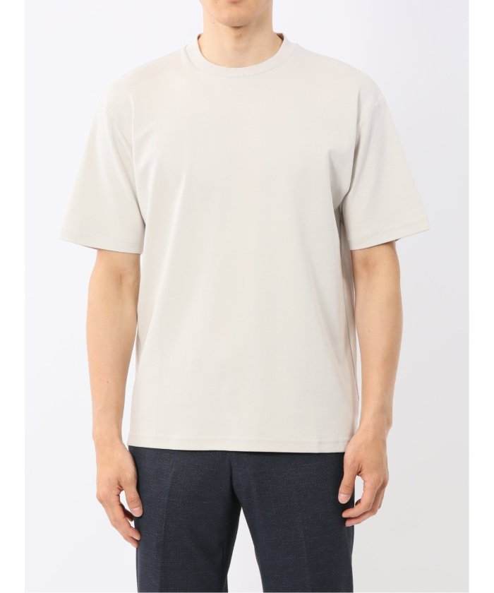 タカキュー TAKA-Q 【DRESS T-SHIRT】シルケットコットン スロープネック半袖Tシャツ （白） 白