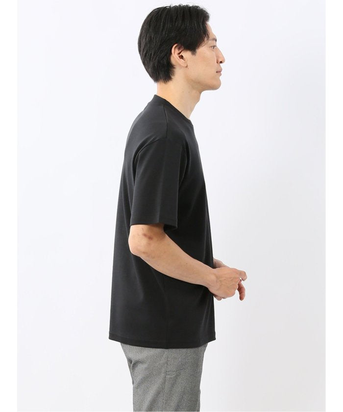 タカキュー TAKA-Q 【DRESS T-SHIRT】シルケットコットン スロープネック半袖Tシャツ （白） 白