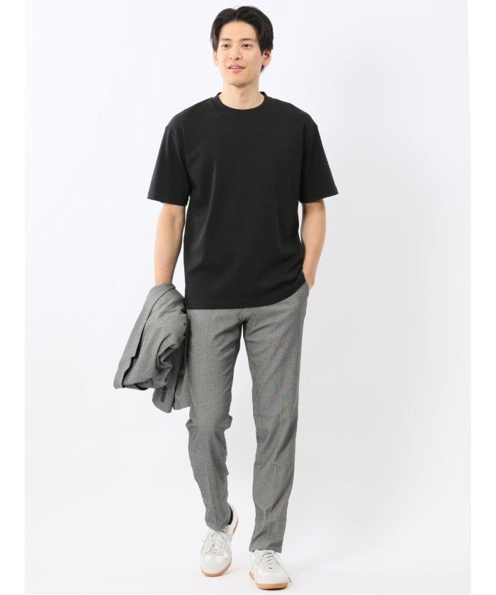 タカキュー TAKA-Q 【DRESS T-SHIRT】シルケットコットン スロープネック半袖Tシャツ （白） 白