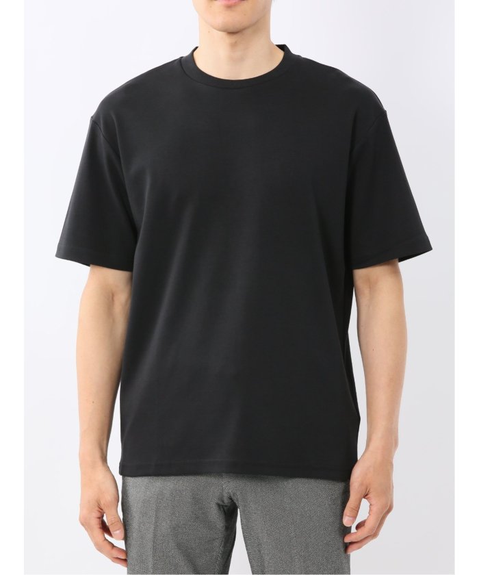 タカキュー TAKA-Q 【DRESS T-SHIRT】シルケットコットン スロープネック半袖Tシャツ （白） 白