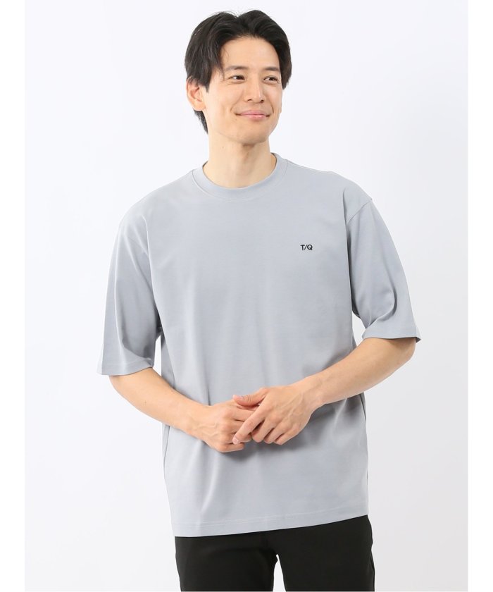 タカキュー TAKA-Q 綿100％ ロゴ刺繍 クルーネック半袖Tシャツ （青） 青