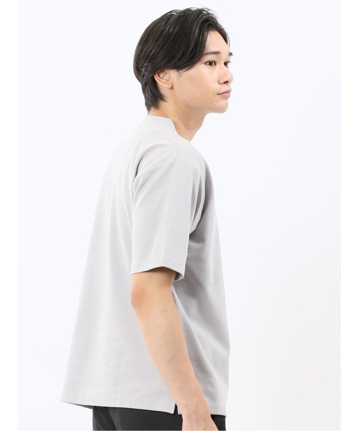 タカキュー TAKA-Q ダブルフェイス ポンチ クルーネック半袖Tシャツ （紺） 紺