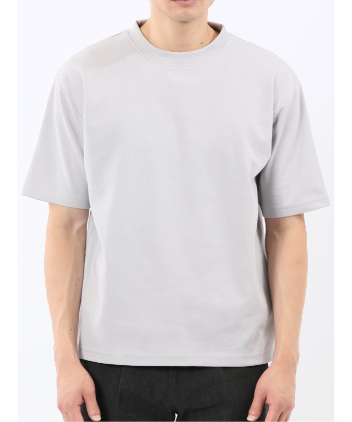 タカキュー TAKA-Q ダブルフェイス ポンチ クルーネック半袖Tシャツ （紺） 紺