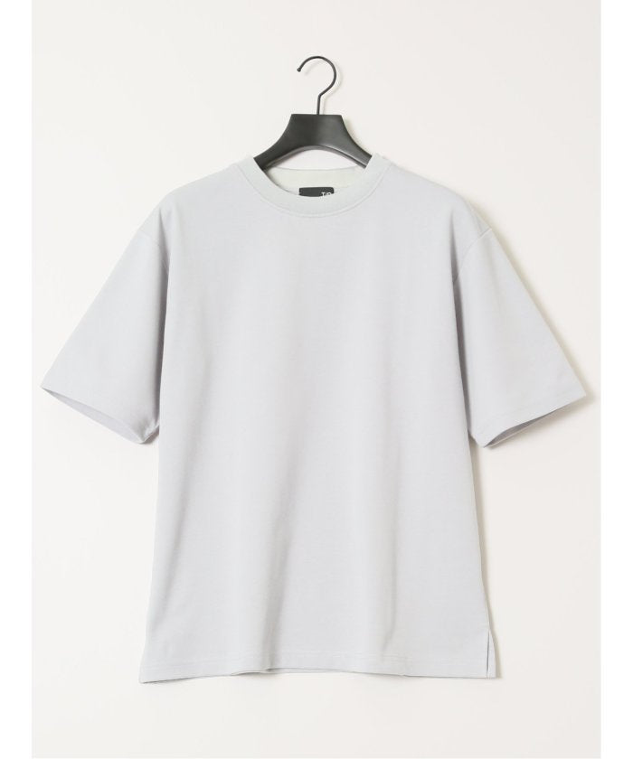 タカキュー TAKA-Q ダブルフェイス ポンチ クルーネック半袖Tシャツ （紺） 紺