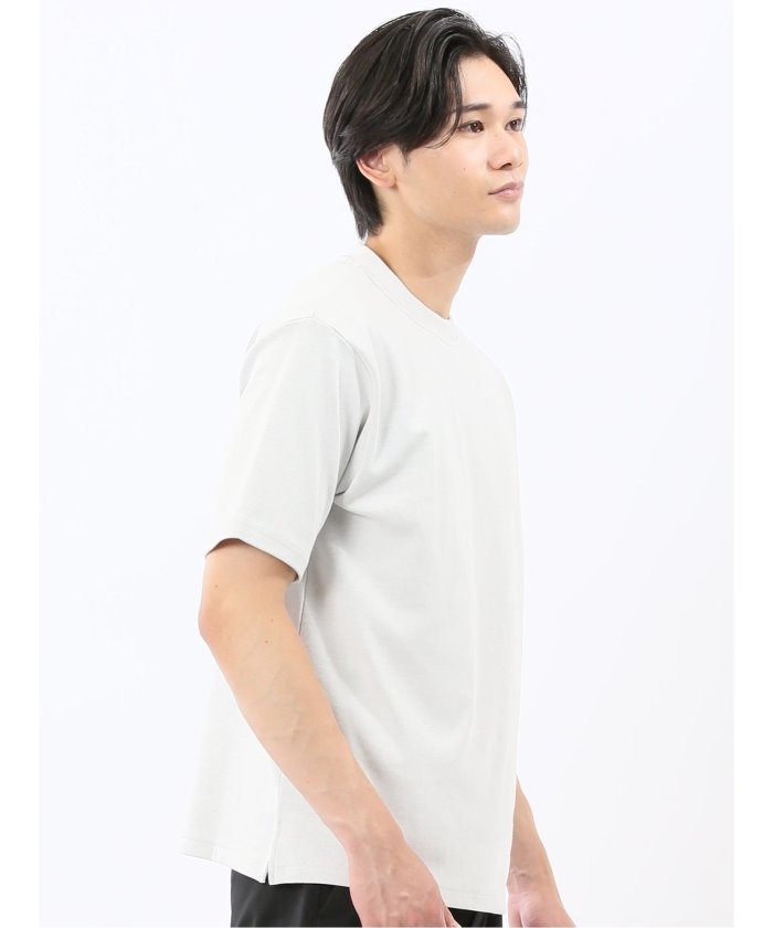 タカキュー TAKA-Q ダブルフェイス ポンチ クルーネック半袖Tシャツ （紺） 紺