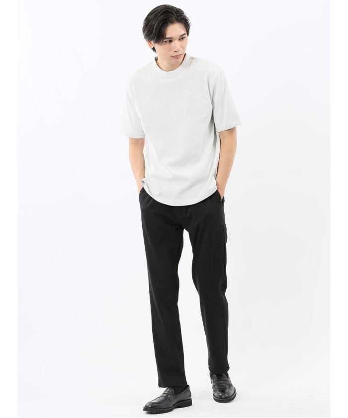 タカキュー TAKA-Q ダブルフェイス ポンチ クルーネック半袖Tシャツ （紺） 紺