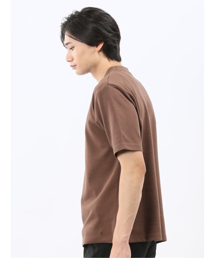 タカキュー TAKA-Q ダブルフェイス ポンチ クルーネック半袖Tシャツ （紺） 紺