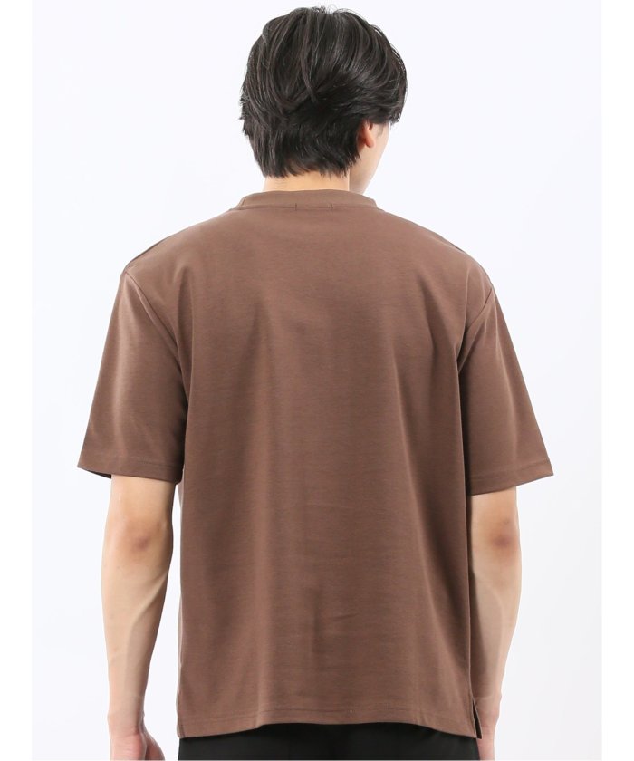 タカキュー TAKA-Q ダブルフェイス ポンチ クルーネック半袖Tシャツ （紺） 紺