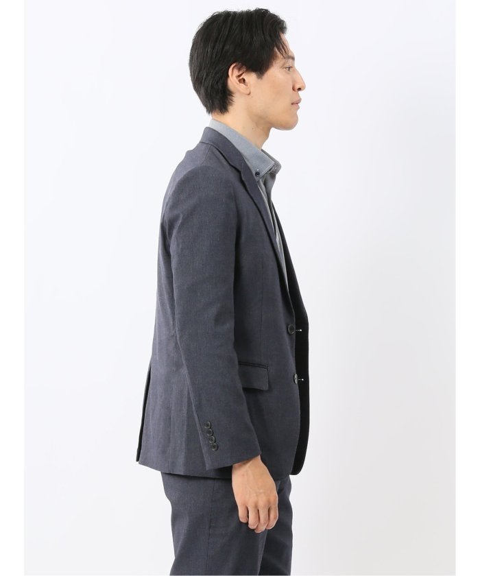 タカキュー TAKA-Q クロスストレッチ スリムフィット 2ボタンジャケット デニム調紺(セットアップ可能) （紺） 紺