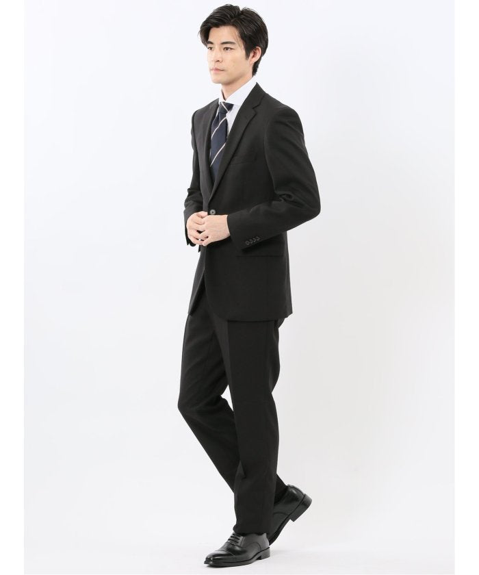 タカキュー TAKA-Q ストレッチウォッシャブル スリムフィット 2ボタン2ピーススーツ チェック黒 （黒） 黒