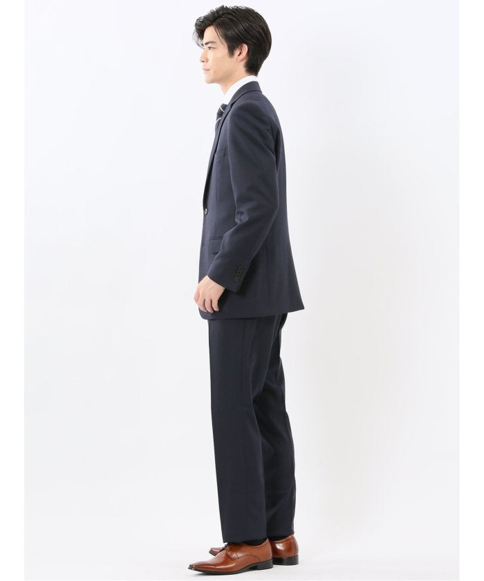 タカキュー TAKA-Q ストレッチウォッシャブル スリムフィット 2ボタン2ピーススーツ チェック紺 （紺） 紺