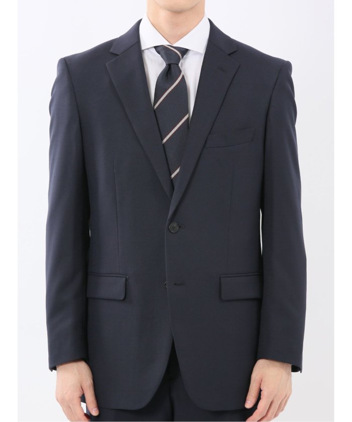 タカキュー TAKA-Q ストレッチウォッシャブル スリムフィット 2ボタン2ピーススーツ チェック紺 （紺） 紺
