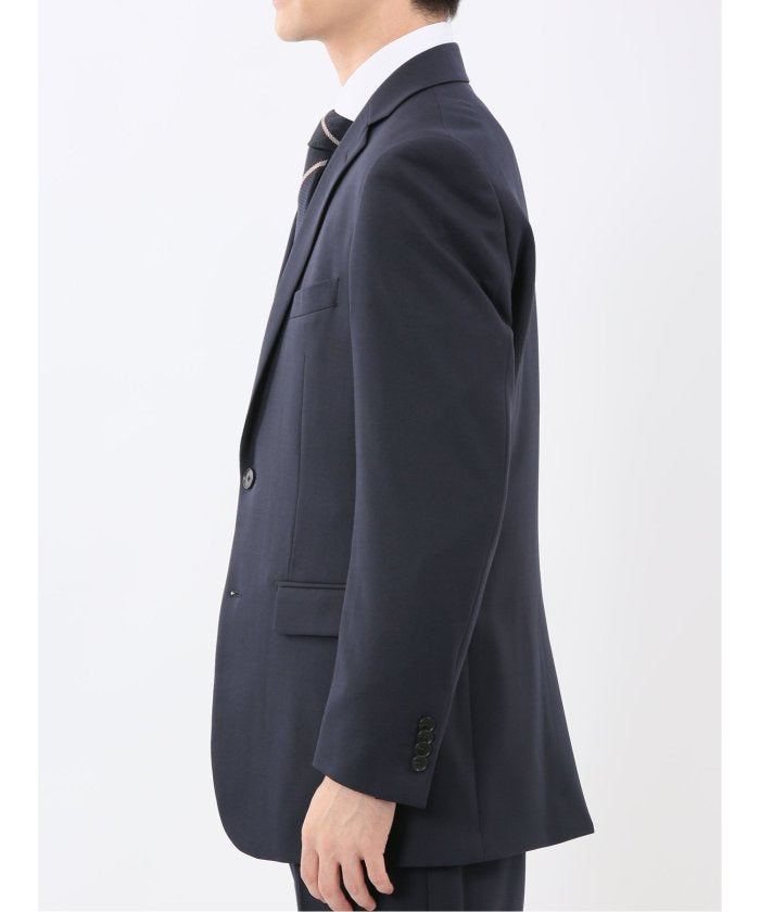 タカキュー TAKA-Q ストレッチウォッシャブル スリムフィット 2ボタン2ピーススーツ チェック紺 （紺） 紺