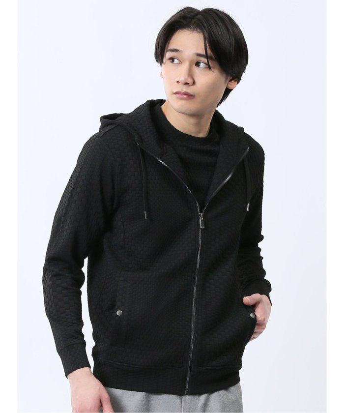 タカキュー TAKA-Q ランダムジャガード フルジップ 長袖パーカー （アイボリー） アイボリー