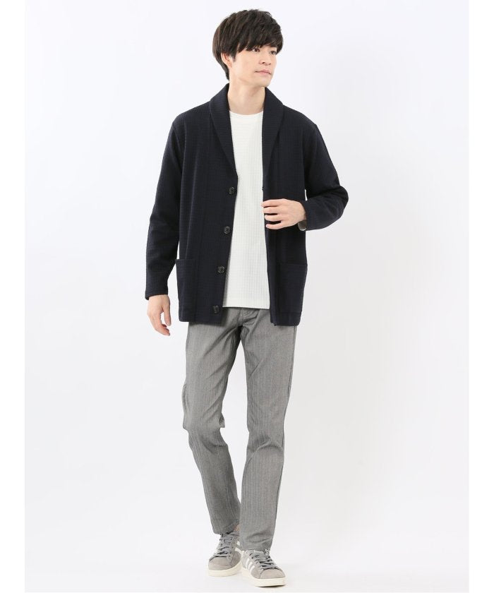 タカキュー TAKA-Q クロスストレッチ スリムパンツ ヘリンボン （紺） 紺
