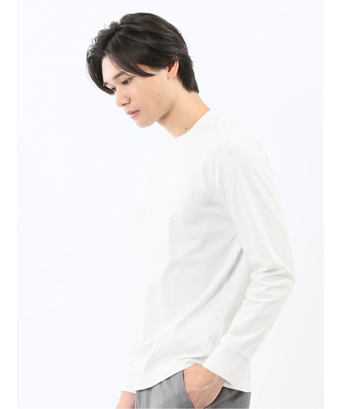 タカキュー TAKA-Q 【DRESS T-SHIRT】シルケットスムス スロープネック 長袖Tシャツ （紺） 紺