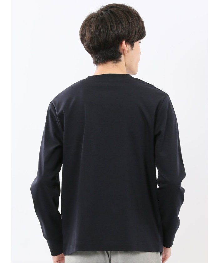 タカキュー TAKA-Q 【DRESS T-SHIRT】シルケットスムス スロープネック 長袖Tシャツ （紺） 紺