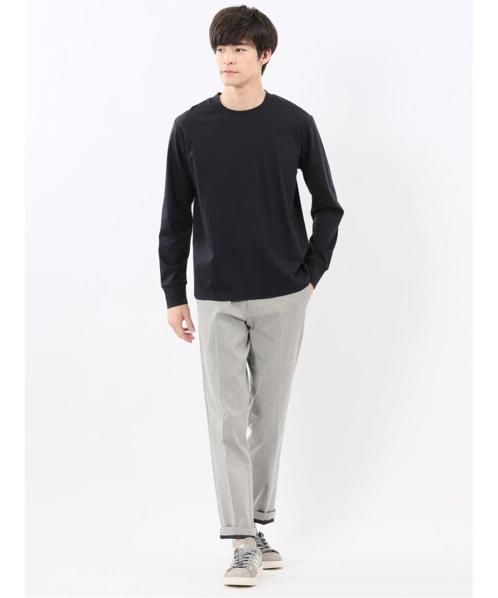 タカキュー TAKA-Q 【DRESS T-SHIRT】シルケットスムス スロープネック 長袖Tシャツ （紺） 紺