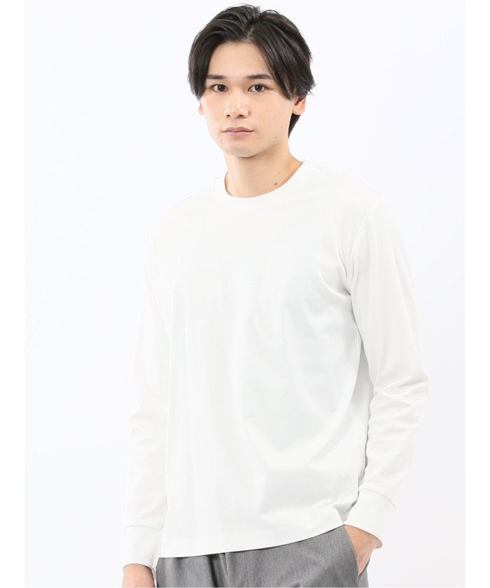 タカキュー TAKA-Q 【DRESS T-SHIRT】シルケットスムス スロープネック 長袖Tシャツ （紺） 紺