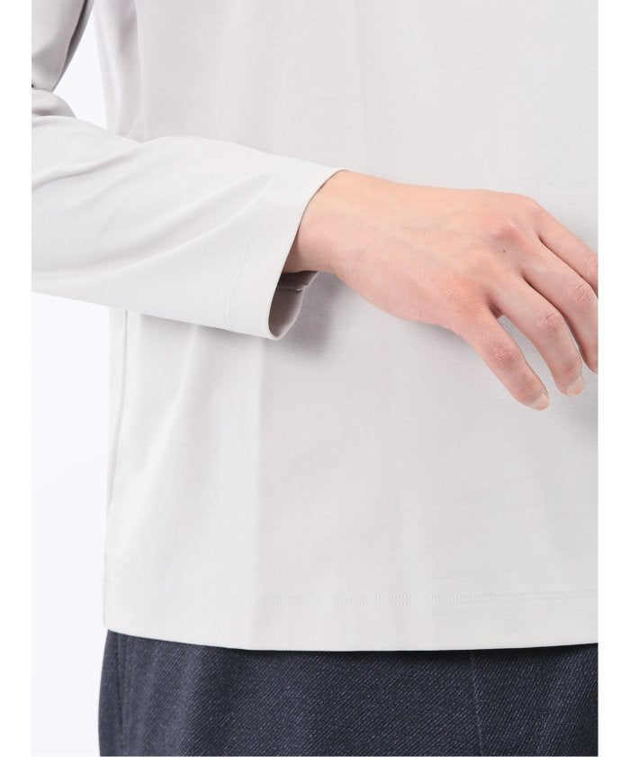 タカキュー TAKA-Q 【DRESS T-SHIRT】シルケットスムス モックネック 長袖Tシャツ （ライトグレー） ライトグレー