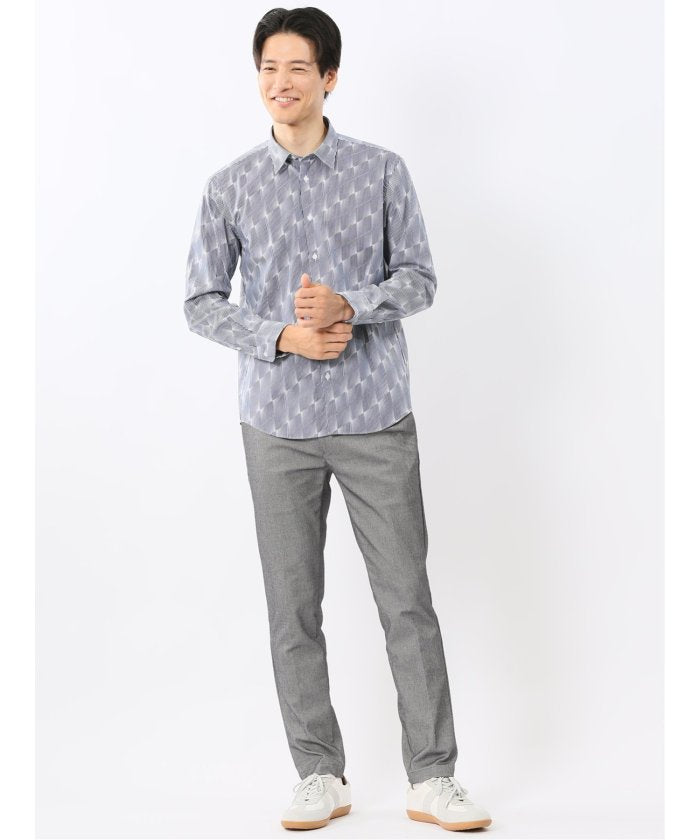 Stretch Print Regular Color Long Sleeve Shirt