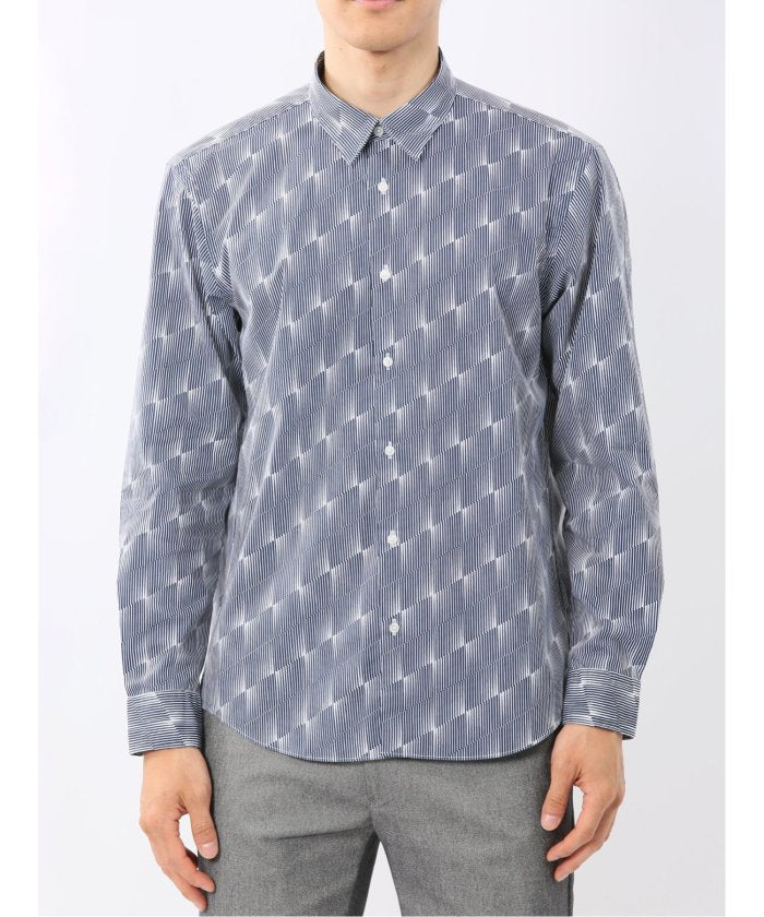 Stretch Print Regular Color Long Sleeve Shirt