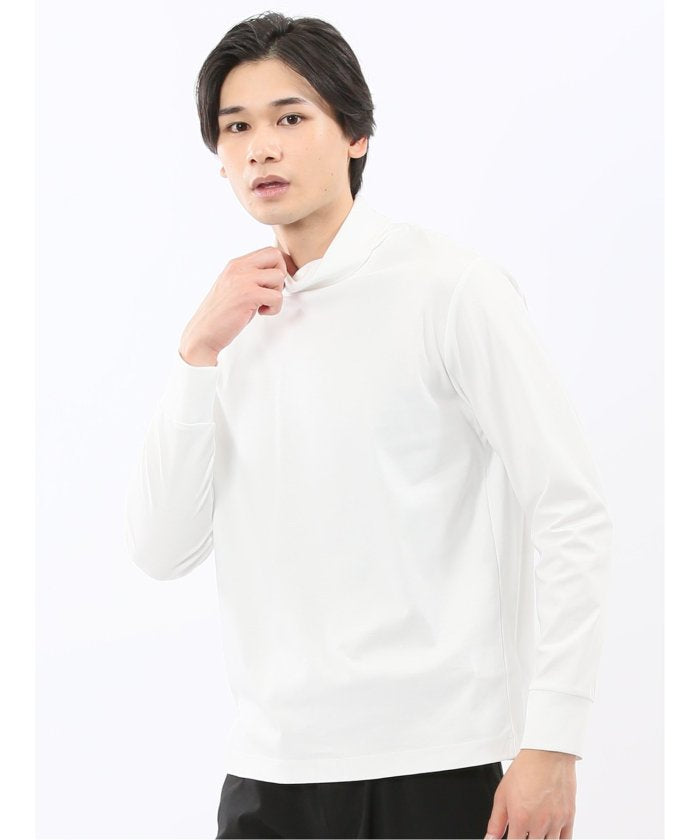 タカキュー TAKA-Q 【DRESS T-SHIRT】シルケットスムス タートルネック 長袖Tシャツ （白） 白