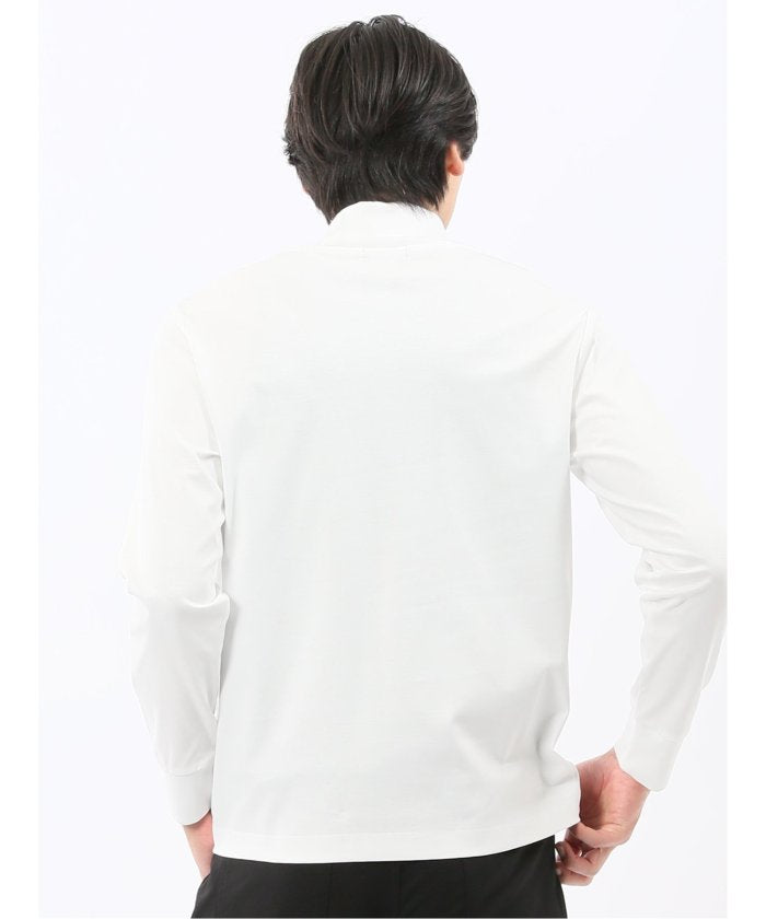 タカキュー TAKA-Q 【DRESS T-SHIRT】シルケットスムス タートルネック 長袖Tシャツ （白） 白