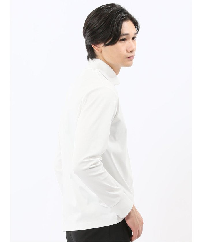 タカキュー TAKA-Q 【DRESS T-SHIRT】シルケットスムス タートルネック 長袖Tシャツ （白） 白