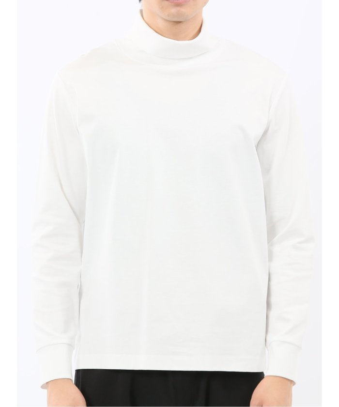 タカキュー TAKA-Q 【DRESS T-SHIRT】シルケットスムス タートルネック 長袖Tシャツ （白） 白