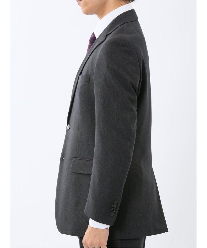 タカキュー TAKA-Q ウール調 ストレッチウォッシャブル スリムフィット 2ボタン2ピーススーツ 組織黒 （黒） 黒