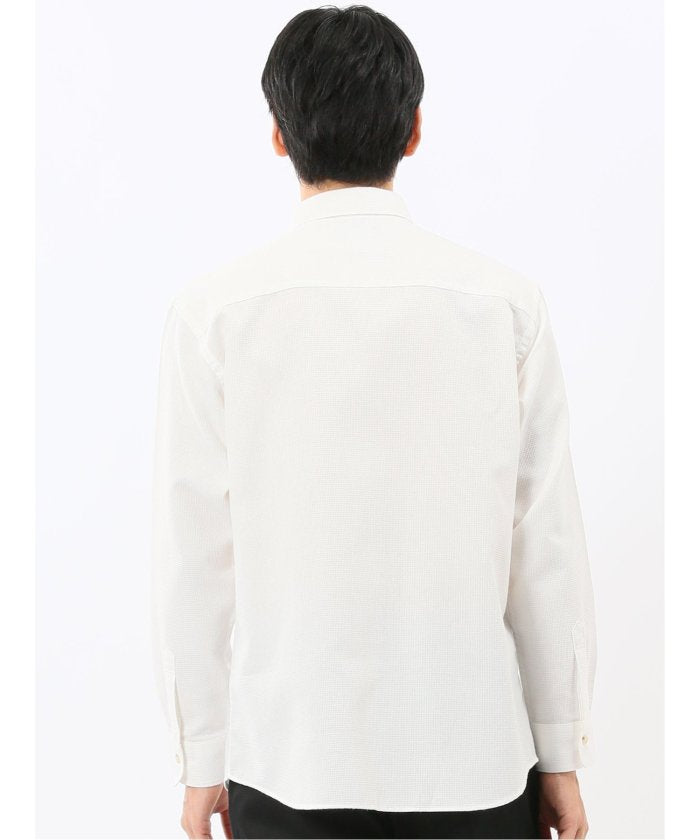 タカキュー TAKA-Q 綿混 起毛ワッフル レギュラーカラー長袖シャツ （茶） 茶