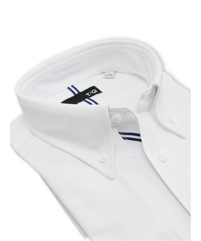 【ノンアイロン・ストレッチ】 プライムフレックス NEWスタンダードフィット ボタンダウン長袖ニットシャツ （白） 白