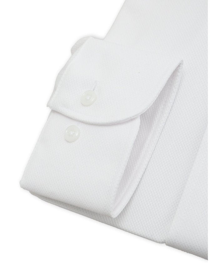 【ノンアイロン・ストレッチ】 プライムフレックス NEWスタンダードフィット ボタンダウン長袖ニットシャツ （白） 白