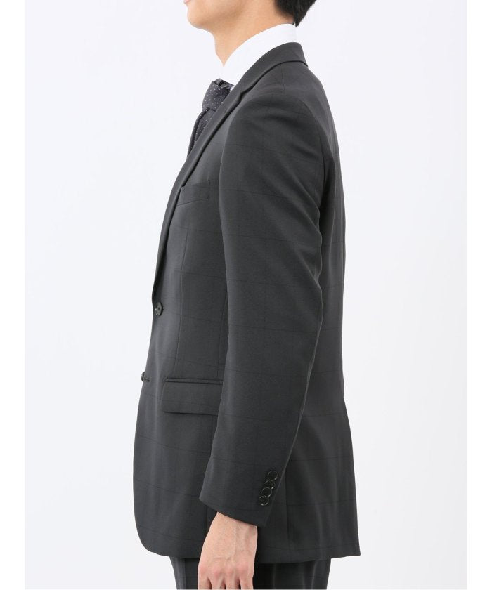 タカキュー TAKA-Q ストレッチウォッシャブル スリムフィット 2ボタン2ピーススーツ シャドーチェック黒 （黒） 黒