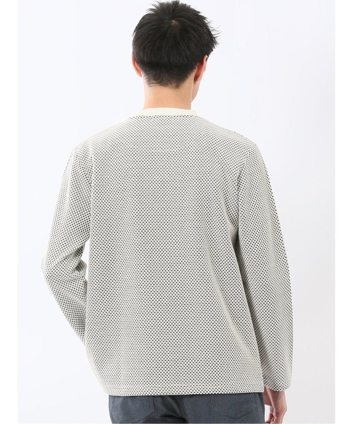 タカキュー TAKA-Q バーズアイジャガード クルーネック長袖Tシャツ （ワイン） ワイン