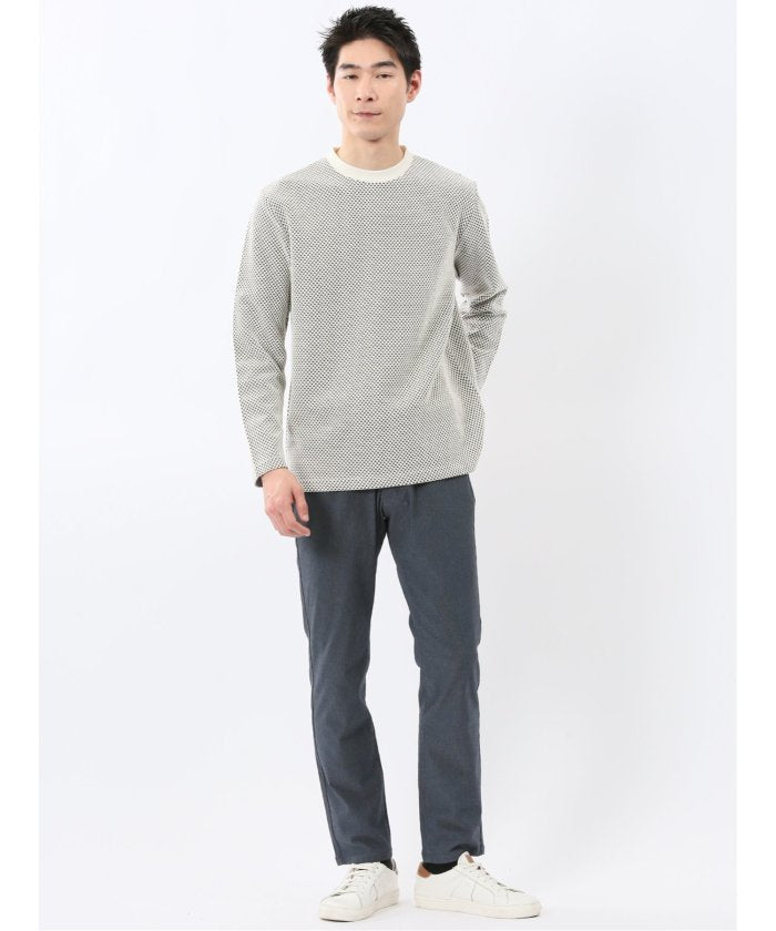 タカキュー TAKA-Q バーズアイジャガード クルーネック長袖Tシャツ （ワイン） ワイン
